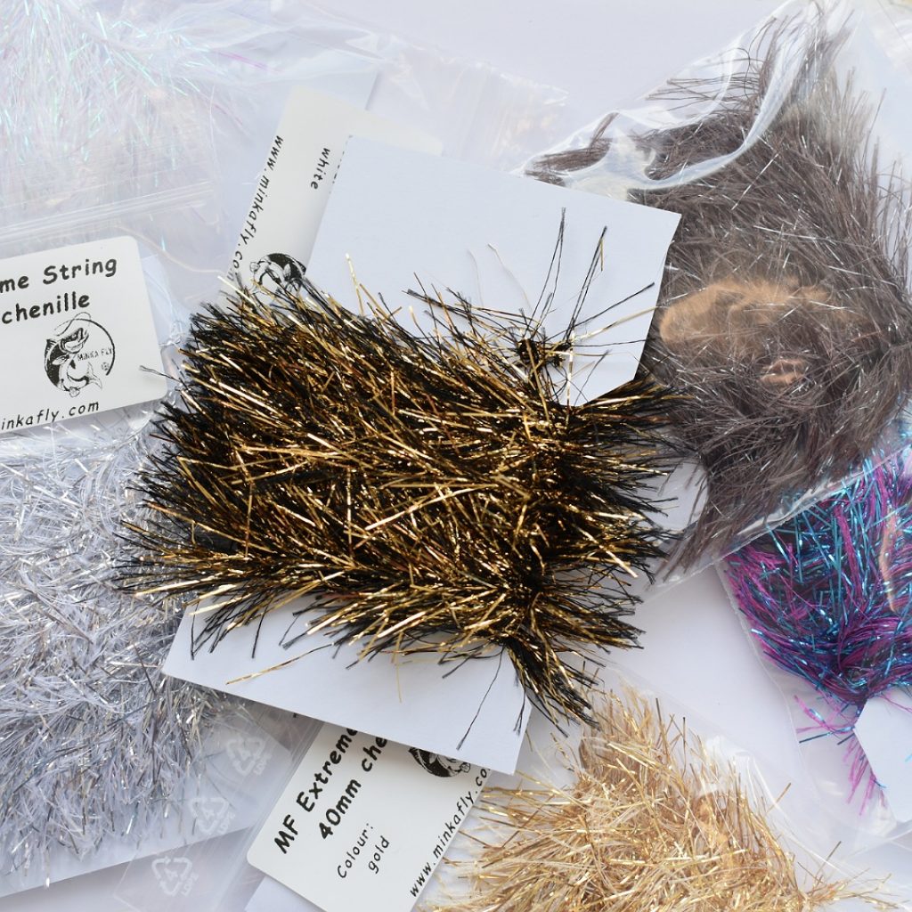 Extreme String Chenille for Fly tying trouts streamers together with Extra Craft Fur