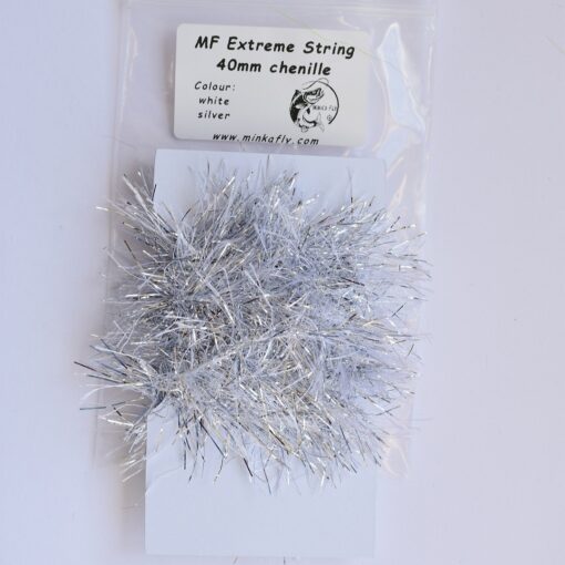 MF Extreme String Chenille for Fly tying trouts streamers white silver